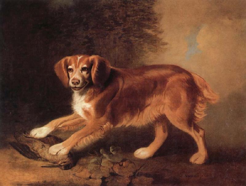 Benjamin Marshall A Celebrated spaniel,the property of colonel joliffe,in a landscape with a woodcock France oil painting art